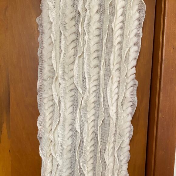 Cashmere Wool Rex Rabbit Fur 72” Scarf Fringe Pristine Condition Made in Spain - Picture 9 of 11